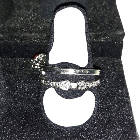 Skull Design White Gold Filled Ring With Red Zircon Stone Size 9 Sliver Tone - Picture 4 of 5